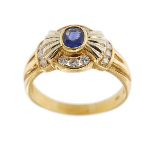 Bague 63 Bague vintage nœud en or jaune 18 ct, saphir et diamants 58 Facettes 27454