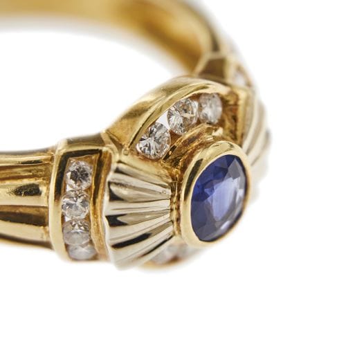 Bague 63 Bague vintage nœud en or jaune 18 ct, saphir et diamants 58 Facettes 27454