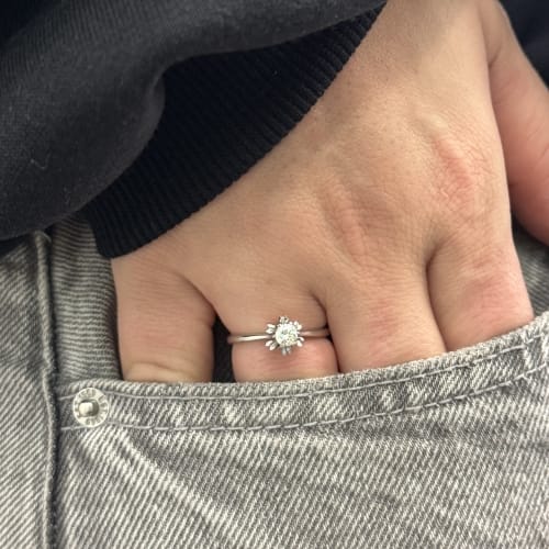 Bague Bague solitaire fleur - Diamant 0,29 ct en or blanc 18 kt 58 Facettes 28714