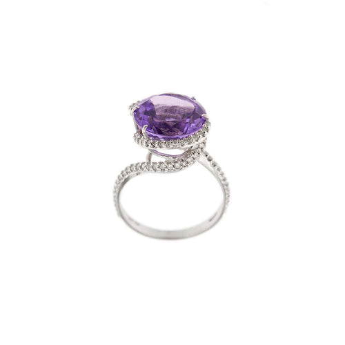 Bague Bague - Améthyste et diamants en or blanc 18 ct 58 Facettes 29850