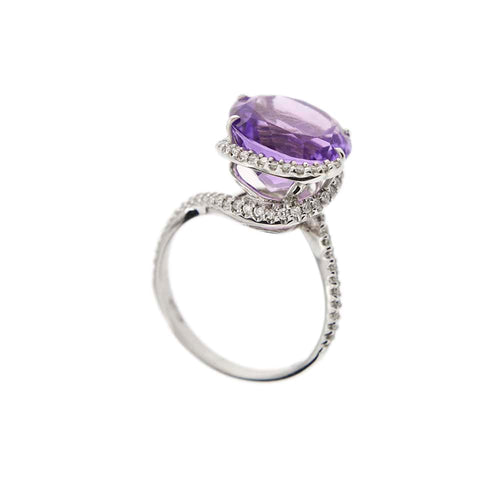 Bague Bague - Améthyste et diamants en or blanc 18 ct 58 Facettes 29850