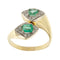 Bague 58 Bague contrarié double losange en or jaune et or blanc 18 ct, diamants et émeraudes 58 Facettes 26976