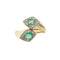 Bague 58 Bague contrarié double losange en or jaune et or blanc 18 ct, diamants et émeraudes 58 Facettes 26976