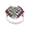 Bague 53 Bague hexagonale - Rubis et diamants en or blanc 18 ct 58 Facettes 40602