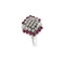 Bague 53 Bague hexagonale - Rubis et diamants en or blanc 18 ct 58 Facettes 40602