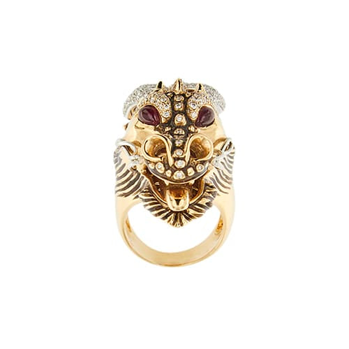 Bague 56 Roberto Coin - Bague dragon en or rose et or blanc avec diamants et rubis 58 Facettes 39051