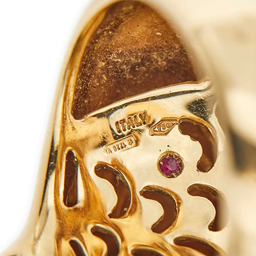 Bague 56 Roberto Coin - Bague dragon en or rose et or blanc avec diamants et rubis 58 Facettes 39051