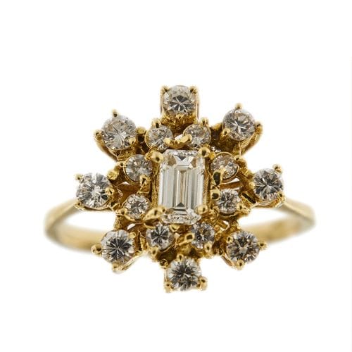 Bague Bague fleur - Diamants en or jaune 18 ct 58 Facettes 25381