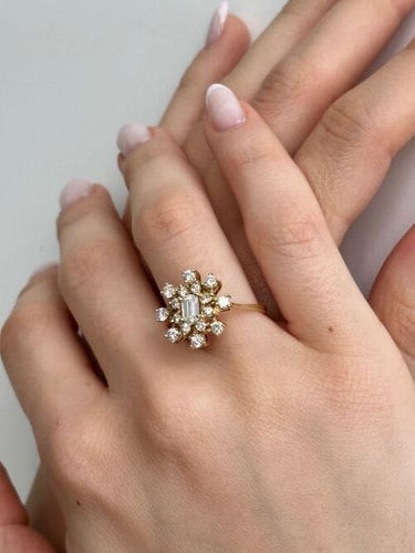 Bague Bague fleur - Diamants en or jaune 18 ct 58 Facettes 25381