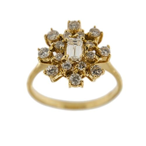 Bague Bague fleur - Diamants en or jaune 18 ct 58 Facettes 25381