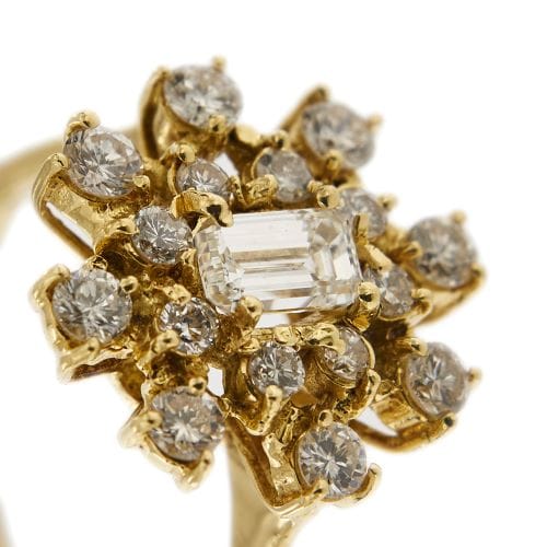 Bague Bague fleur - Diamants en or jaune 18 ct 58 Facettes 25381