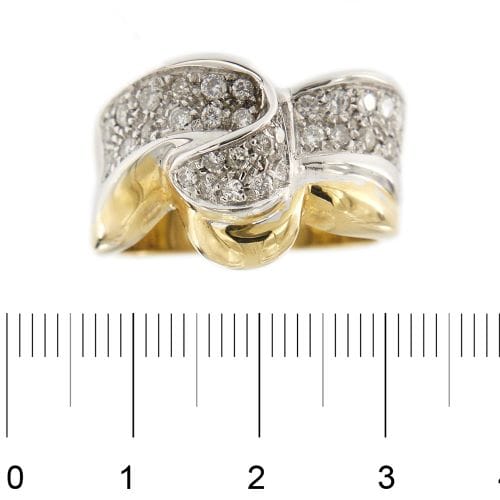 Bague Bague bandeau - Or jaune et or blanc 18 ct et diamants 58 Facettes 14836