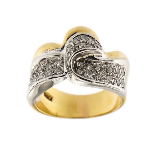 Bague Bague bandeau - Or jaune et or blanc 18 ct et diamants 58 Facettes 14836