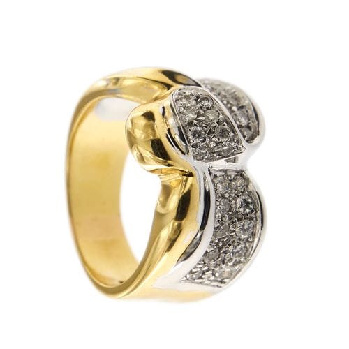 Bague Bague bandeau - Or jaune et or blanc 18 ct et diamants 58 Facettes 14836