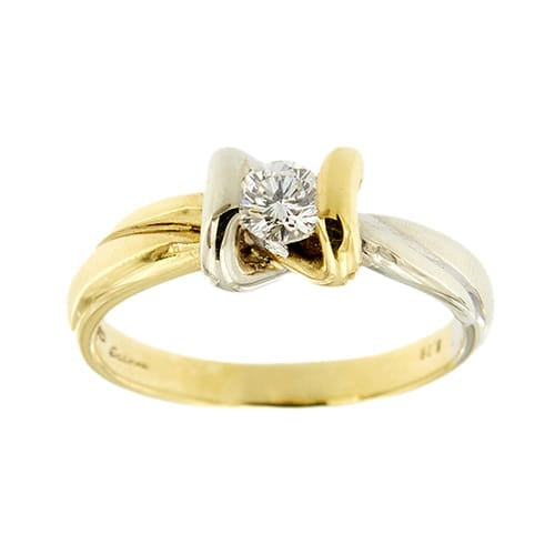 Bague 56 Salvini - Bague solitaire nœud en or jaune et blanc 18 ct et diamant 58 Facettes 36725