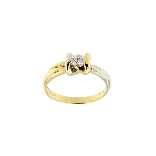 Bague 56 Salvini - Bague solitaire nœud en or jaune et blanc 18 ct et diamant 58 Facettes 36725