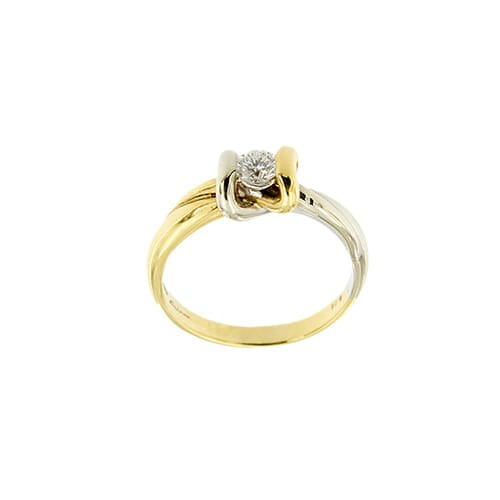 Bague 56 Salvini - Bague solitaire nœud en or jaune et blanc 18 ct et diamant 58 Facettes 36725
