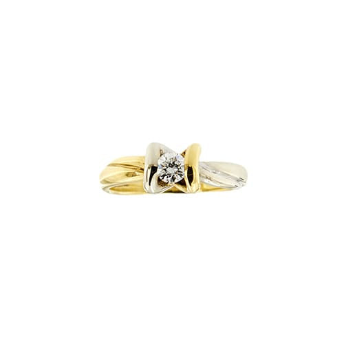 Bague 56 Salvini - Bague solitaire nœud en or jaune et blanc 18 ct et diamant 58 Facettes 36725