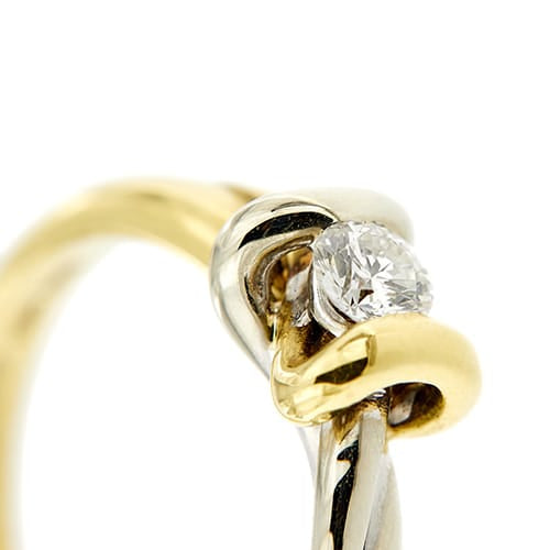 Bague 56 Salvini - Bague solitaire nœud en or jaune et blanc 18 ct et diamant 58 Facettes 36725