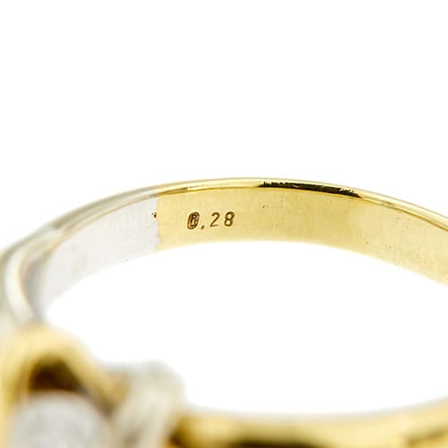 Bague 56 Salvini - Bague solitaire nœud en or jaune et blanc 18 ct et diamant 58 Facettes 36725