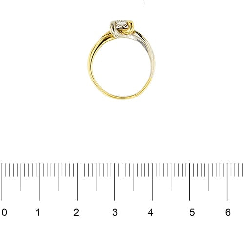 Bague 56 Salvini - Bague solitaire nœud en or jaune et blanc 18 ct et diamant 58 Facettes 36725