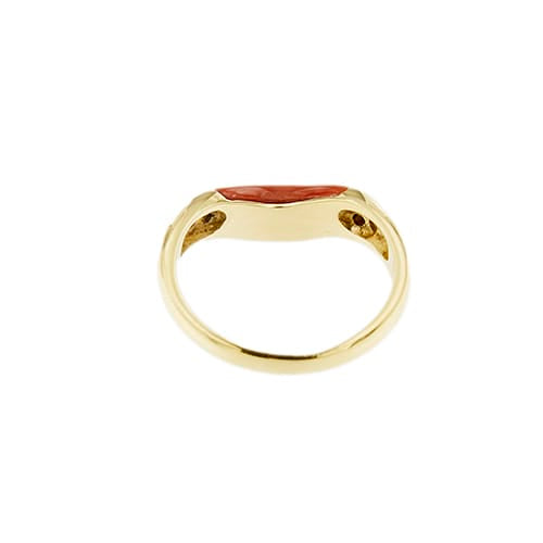 Bague 53 Bague vague en or jaune 18 ct avec corail et diamants 58 Facettes 37315