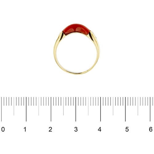 Bague 53 Bague vague en or jaune 18 ct avec corail et diamants 58 Facettes 37315