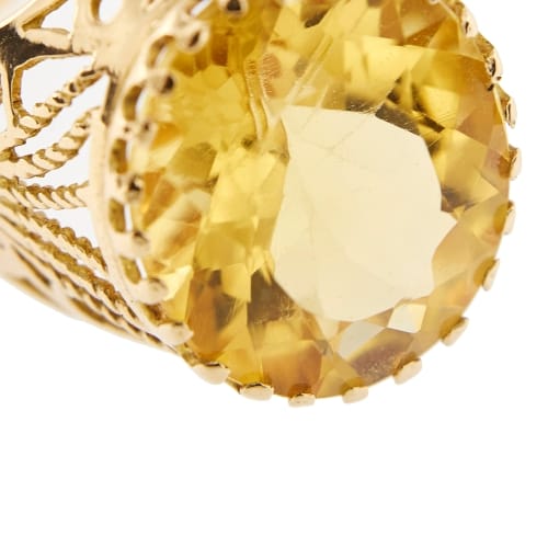 Bague 54 Bague petit doigt - Citrine en or rose 18 ct 58 Facettes 32407