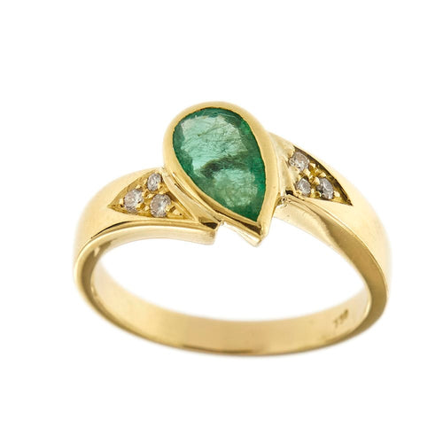 Bague Bague en or jaune 18 ct avec émeraude et diamants 58 Facettes 24033