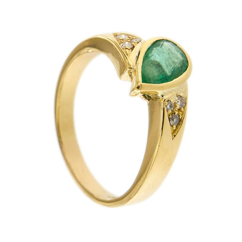 Bague Bague en or jaune 18 ct avec émeraude et diamants 58 Facettes 24033