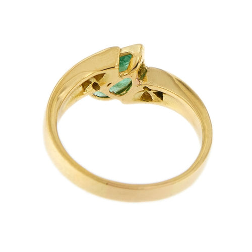 Bague Bague en or jaune 18 ct avec émeraude et diamants 58 Facettes 24033