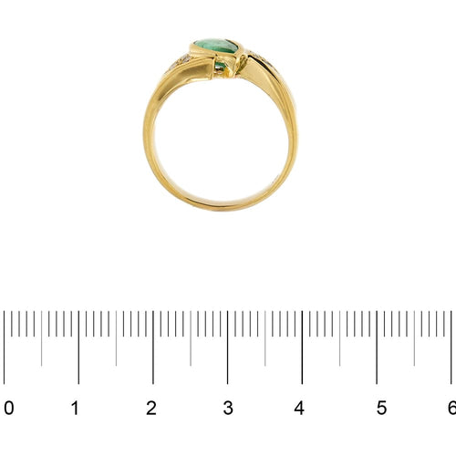Bague Bague en or jaune 18 ct avec émeraude et diamants 58 Facettes 24033