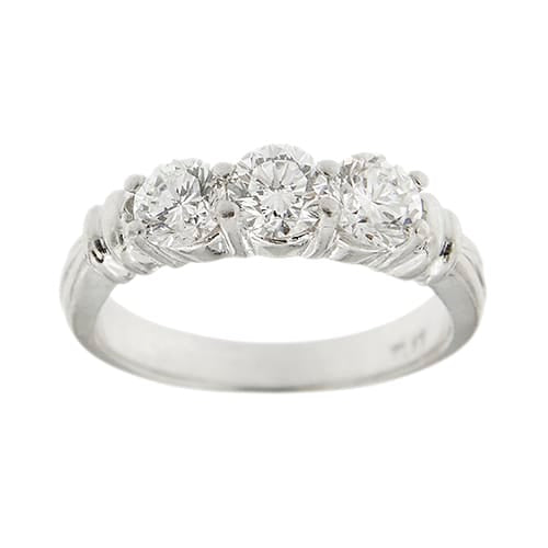 Bague 51 Bague trilogy - 3 diamants taille brillant en platine 950 58 Facettes 40622