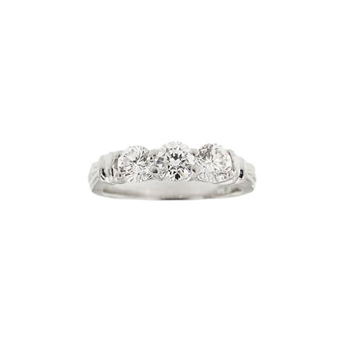 Bague 51 Bague trilogy - 3 diamants taille brillant en platine 950 58 Facettes 40622