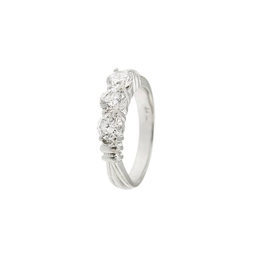 Bague 51 Bague trilogy - 3 diamants taille brillant en platine 950 58 Facettes 40622
