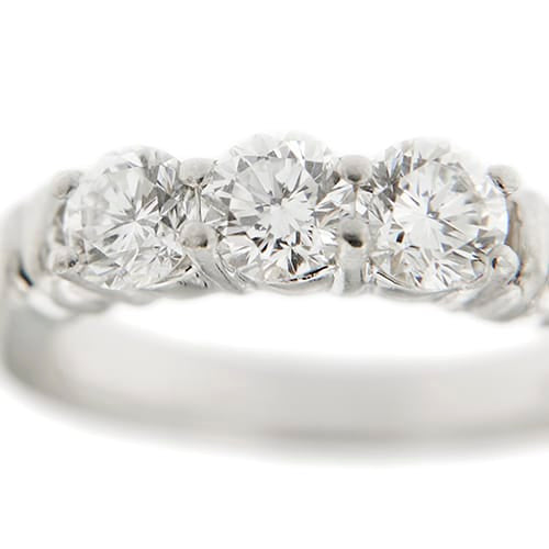 Bague 51 Bague trilogy - 3 diamants taille brillant en platine 950 58 Facettes 40622