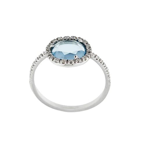 Bague 54 Bague en or blanc 18 ct avec topaze et diamants 58 Facettes 32814