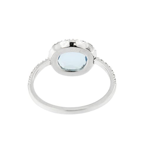 Bague 54 Bague en or blanc 18 ct avec topaze et diamants 58 Facettes 32814