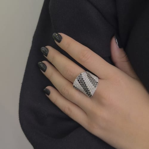 Bague 55 Bague bandeau - Diamants en or blanc 18 ct 58 Facettes 25639