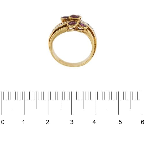 Bague 55 Bague fleur - Diamants et rubis en or jaune 18 ct 58 Facettes 28782