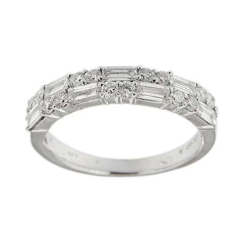 Bague 62 Bague rivière - Anneau en or blanc 18 ct et diamants 0,91 ct 58 Facettes 9690