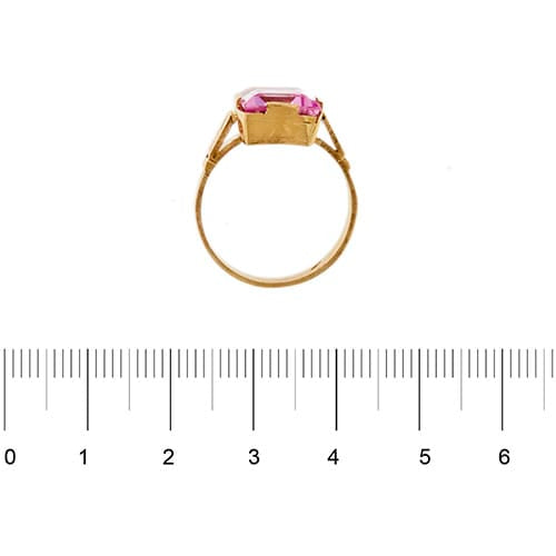 Bague Bague - Saphir rose synthétique rectangulaire 5,50 ct en or rose 18 ct 58 Facettes 36848