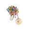 Bague 53 Bague bouquet - Bague en or blanc 18 ct avec perle et diamants 58 Facettes 30439