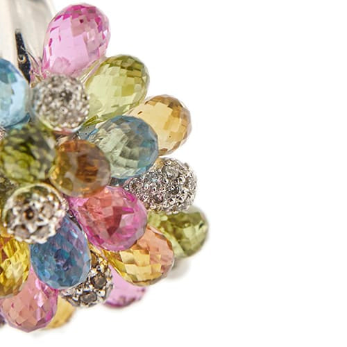Bague 53 Bague bouquet - Bague en or blanc 18 ct avec perle et diamants 58 Facettes 30439
