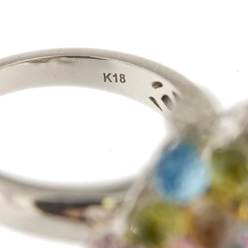Bague 53 Bague bouquet - Bague en or blanc 18 ct avec perle et diamants 58 Facettes 30439