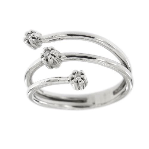 Bague 55 Bague contrariée - Or blanc 18 ct et diamants 58 Facettes 27557