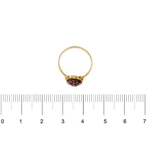 Bague 52 Bague animalier - Coccinelle émaillée en or jaune 18 kt 58 Facettes 20413