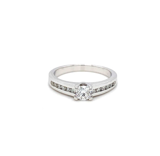 Bague 50 Garel - Bague solitaire en or blanc 750 et diamants 58 Facettes 434631