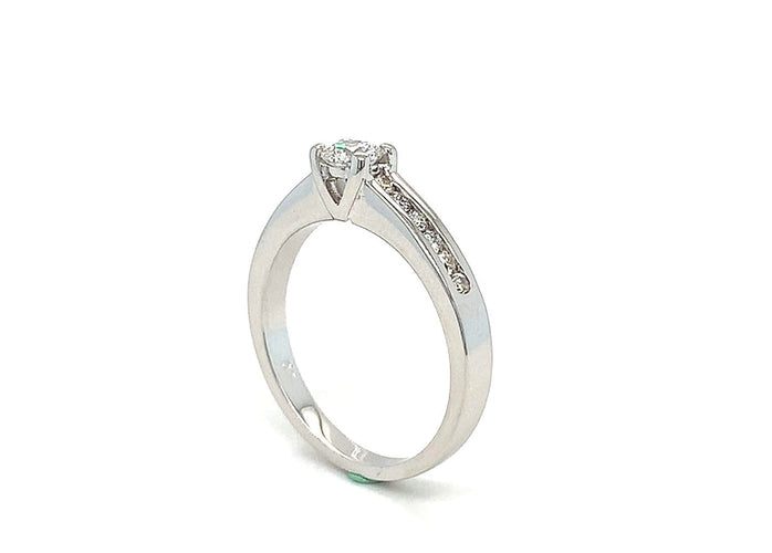 Bague 50 Garel - Bague solitaire en or blanc 750 et diamants 58 Facettes 434631
