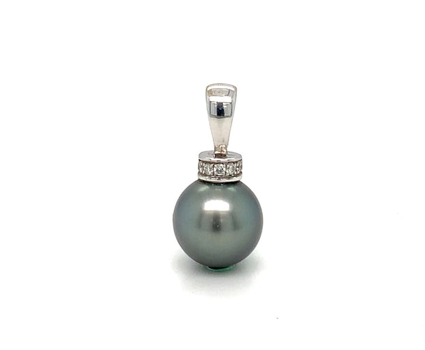 Collier Collier - Pendentif perle de Tahiti et diamants en or blanc 750 58 Facettes 434651